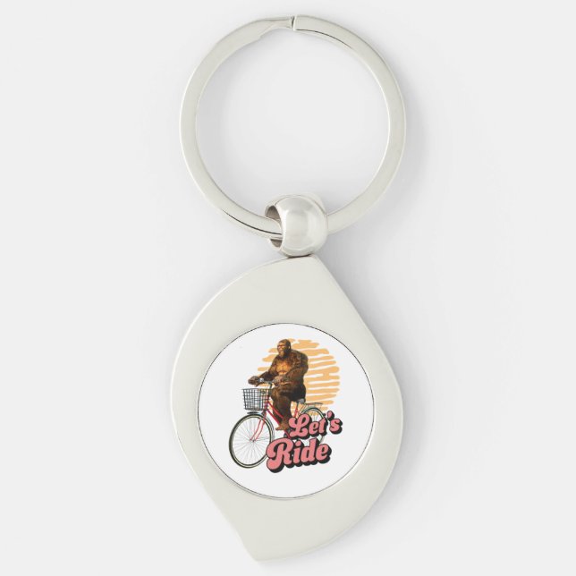 Sasquatch Bike Ride Forest Adventure Key Ring (Front)