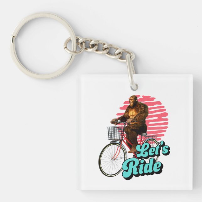 Sasquatch Bike Ride Forest Adventure Key Ring (Front)