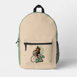 Sasquatch Bike Ride Forest Adventure Printed Backpack
