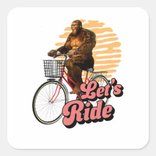 Sasquatch Bike Ride Forest Adventure Square Sticker