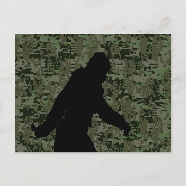 Sasquatch Black Silhouette Digital Camouflage Postcard (Front)