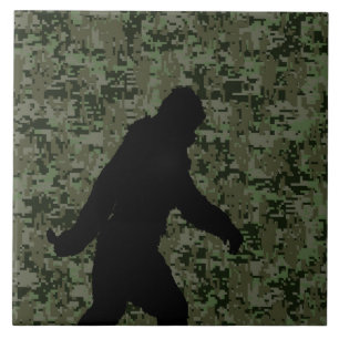 Sasquatch Black Silhouette Digital Camouflage Tile