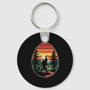 Sasquatch Bunny Egg Retro Easter Hiking Adventure Key Ring