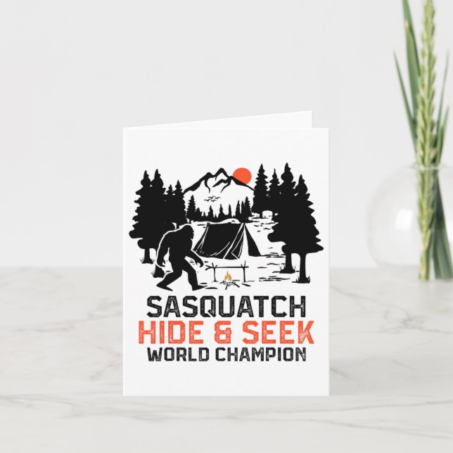 Sasquatch Camping Outdoor Forest Funny Sasquatch H Card (Front)
