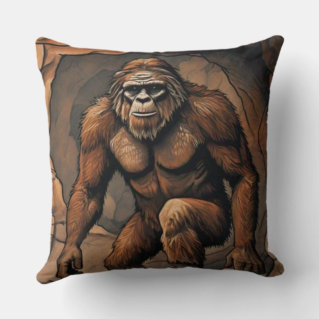 Sasquatch Cave Throw Pillow (Back)