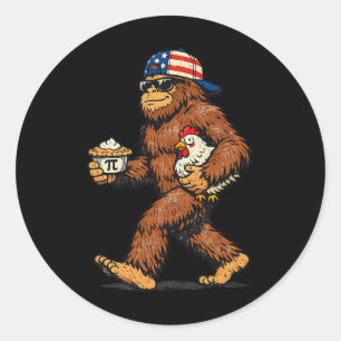 Sasquatch Chicken Pie Funny Pi Day Classic Round Sticker