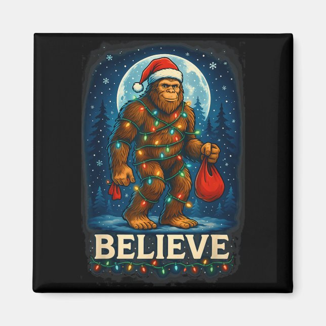 Sasquatch Christmas Lights Holiday Believe  Magnet (Front)