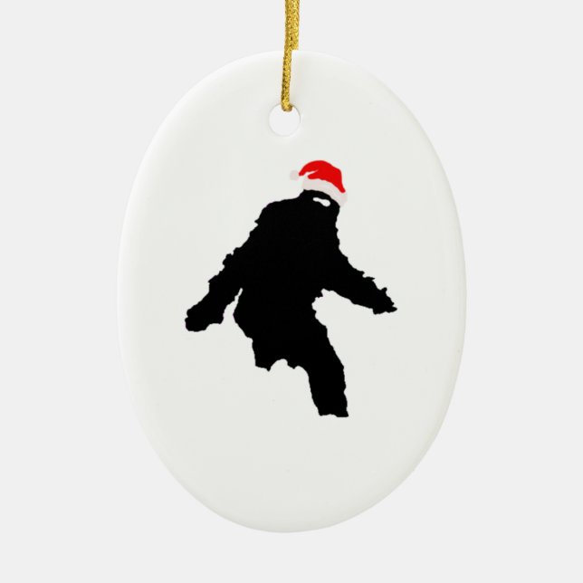Sasquatch Claus Ceramic Ornament (Front)