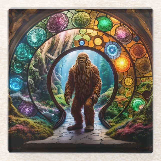 Sasquatch Dimensional Portal Glass Coaster (Front)