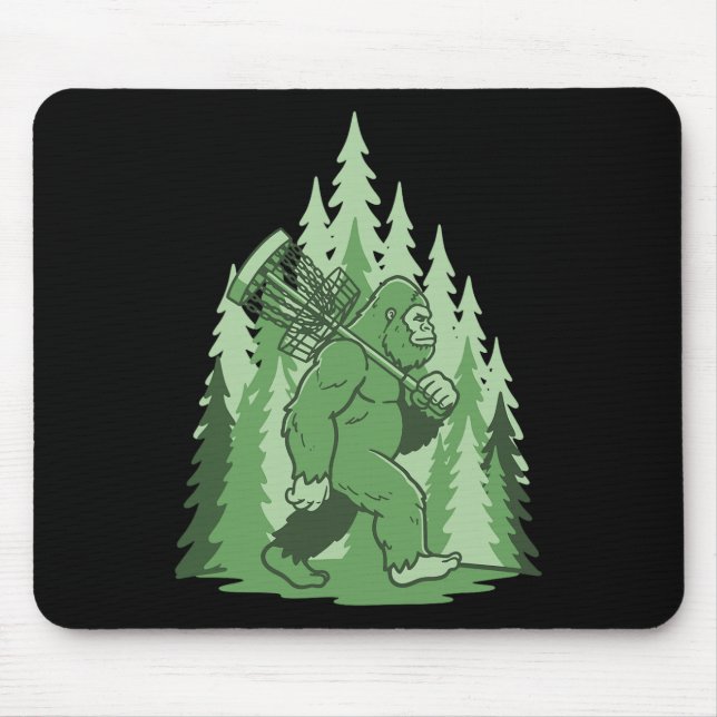 Sasquatch Disc Golf Sket Forest Funny Frisbee  Mouse Pad (Front)