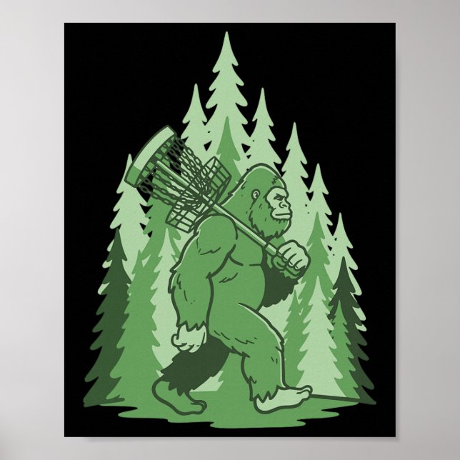 Sasquatch Disc Golf Sket Forest Funny Frisbee  Poster (Front)