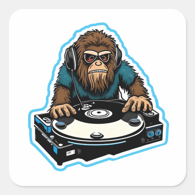 Sasquatch DJ Square Sticker (Front)