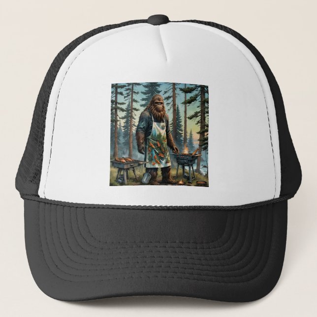Sasquatch Fish Grillmaster Dad Trucker Hat (Front)
