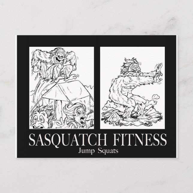 Sasquatch Fitness Series Pic #1 JUMP SQUATS Postcard (Front)