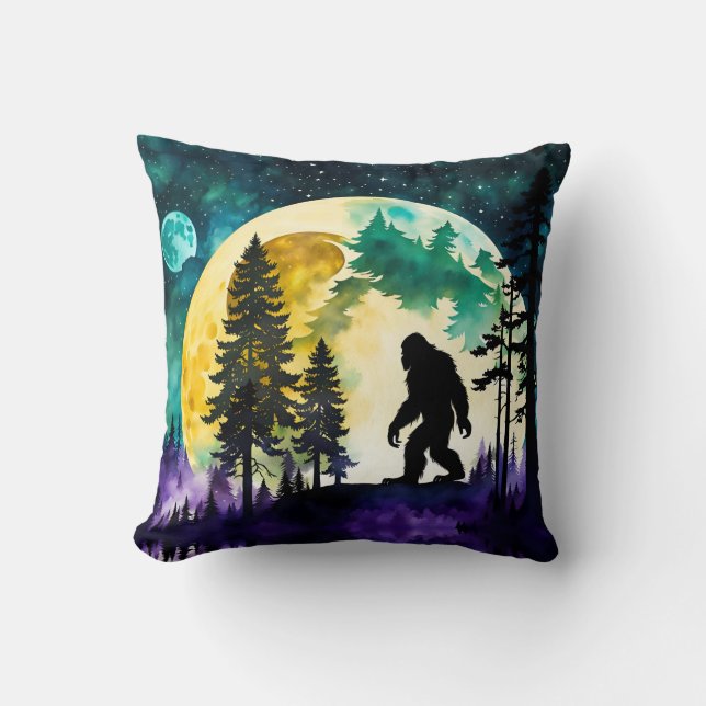 Sasquatch Full moon on the Mountain Cushion (Front)