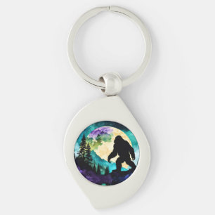 Sasquatch Full moon on the Mountain II Key Ring