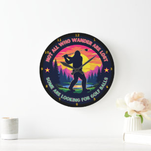 Sasquatch Golf Funny Wall  Large Clock