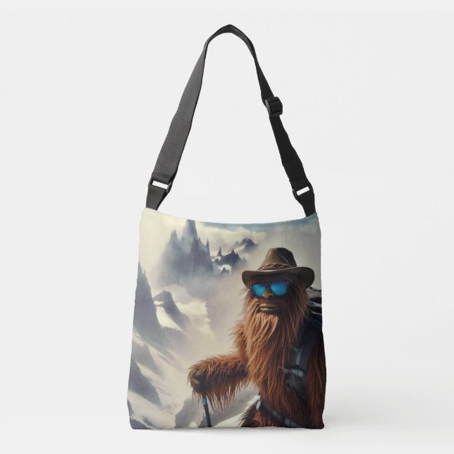 Sasquatch Hiking Mountains Crossbody Bag (Front)