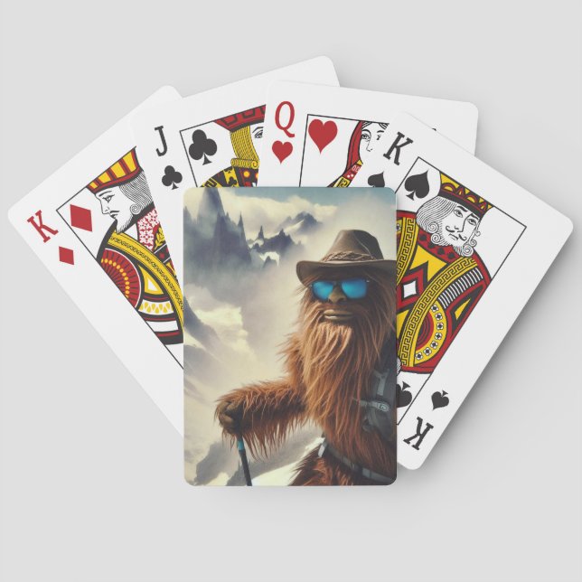 Sasquatch Hiking Mountains Playing Cards (Back)