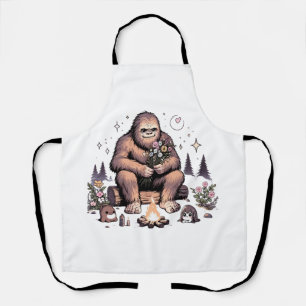 Sasquatch Holding Flowers Apron