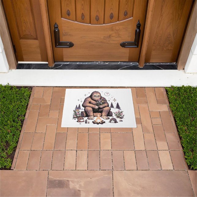 Sasquatch Holding Flowers Doormat (Outdoor)