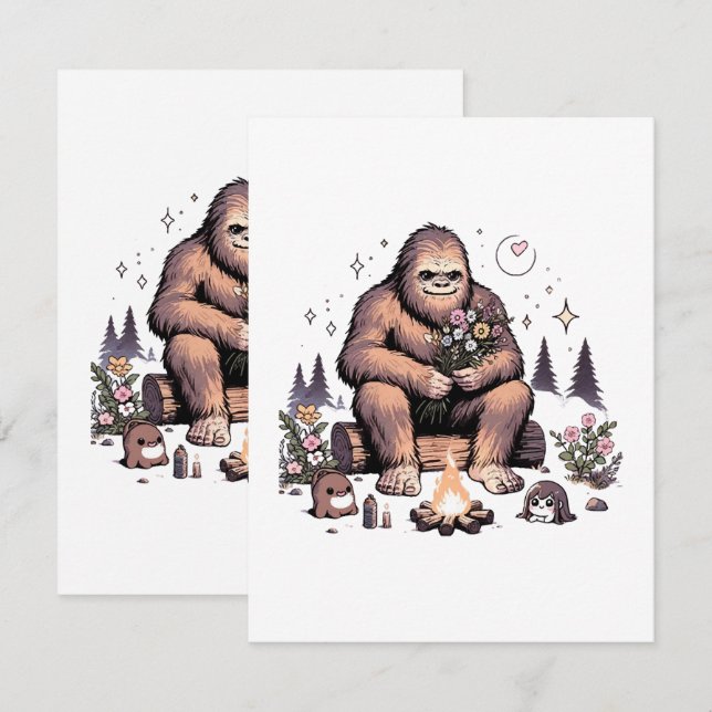Sasquatch Holding Flowers Enclosure Card (Front/Back)