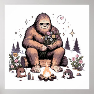 Sasquatch Holding Flowers Poster