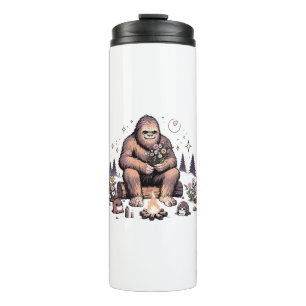 Sasquatch Holding Flowers Thermal Tumbler