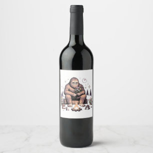 Sasquatch Holding Flowers Wine Label