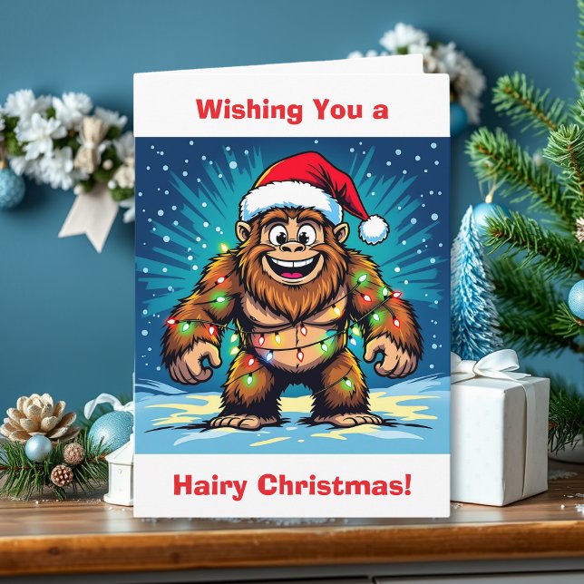 Sasquatch  Humor and Pun Personalized Christmas Card (Creator Uploaded)