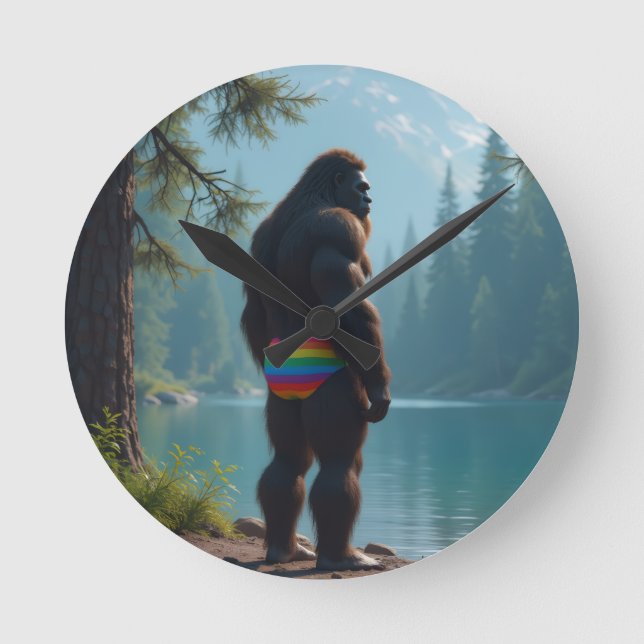 Sasquatch in bloom round clock (Front)