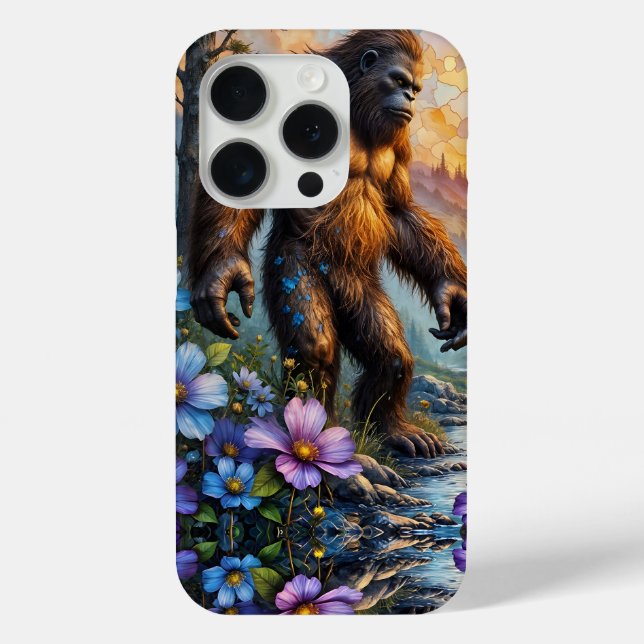  Sasquatch in Floral Mountain valley Case-Mate iPhone Case (Back)