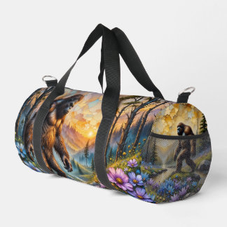 Sasquatch in Floral Mountain valley Duffle Bag