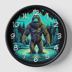 Sasquatch in the Woods Ai Art Clock