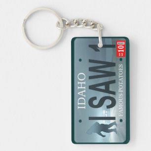 Sasquatch License Plate Key Ring