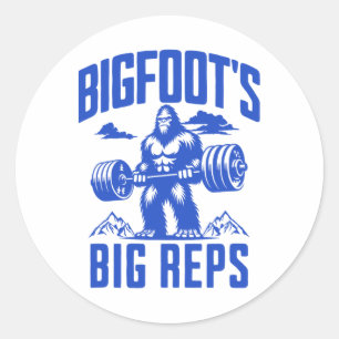 Sasquatch Lifting Humour Monochrome Gym Bigfoot's Classic Round Sticker