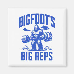 Sasquatch Lifting Humour Monochrome Gym Bigfoot's  Magnet
