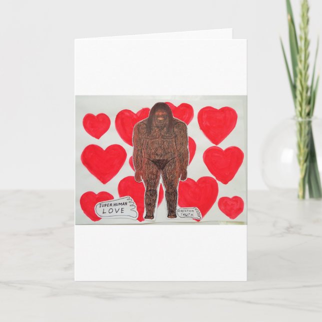 Sasquatch love hearts holiday card (Front)