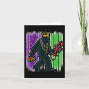 Sasquatch Mardi Gras Bigfoot Funny Men Kids Carniv Card