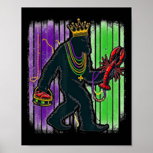 Sasquatch Mardi Gras Bigfoot Funny Men Kids Carniv Poster