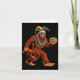 Sasquatch Mardi Gras Bigfoot Parade Beads King Cak Card