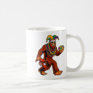 Sasquatch Mardi Gras Bigfoot Parade Beads King Cak Coffee Mug