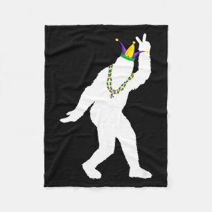 Sasquatch masquerade mardi gras bigfoot believer fleece blanket