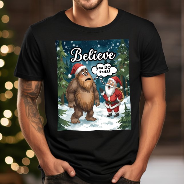 Sasquatch Meets Santa Funny Christmas T-Shirt (Creator Uploaded)