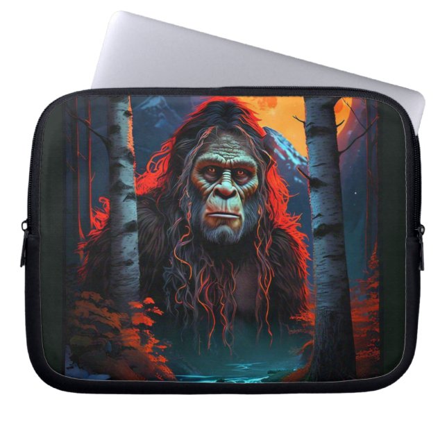 Sasquatch Moonlit Hunt Laptop Sleeve (Front)