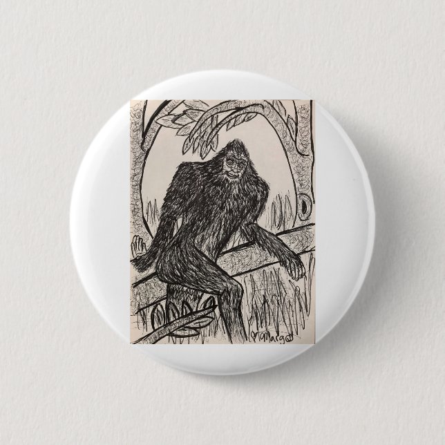 Sasquatch on a Stroll 6 Cm Round Badge (Front)