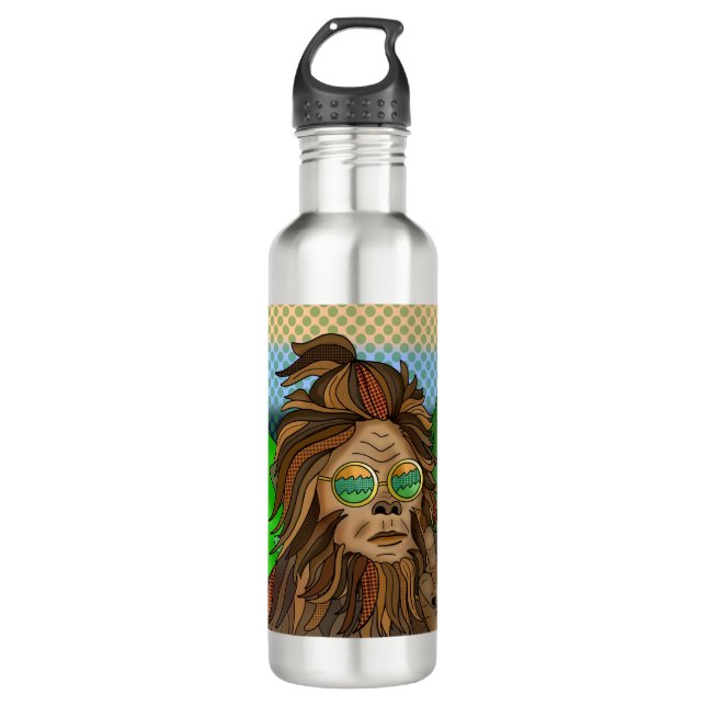 Sasquatch Peace Sign | Retro Bigfoot 710 Ml Water Bottle (Front)