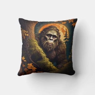 Sasquatch Peeking Throw Pillow