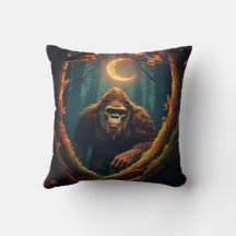 Sasquatch Peeking Throw Pillow