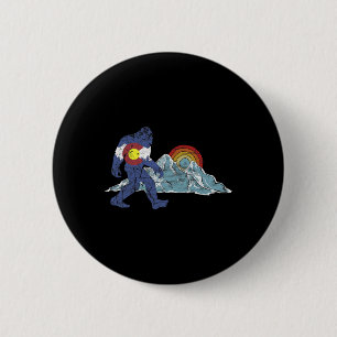 Sasquatch Retro State Flag Colorado Rocky Mountain 6 Cm Round Badge